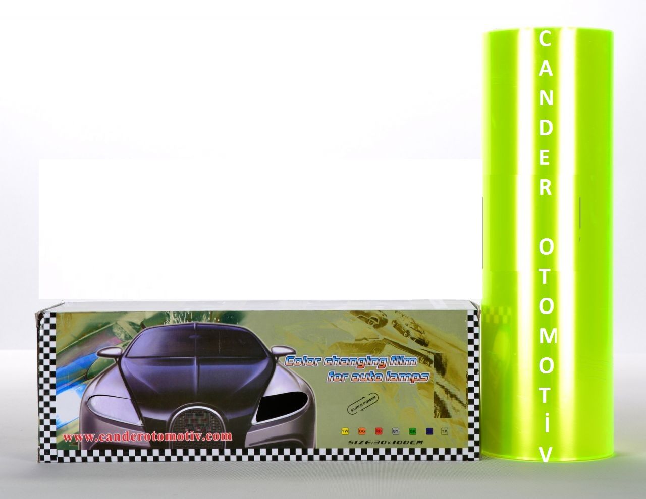 30cmx10 metre fosforlu sarı far stop kaplama folyosu