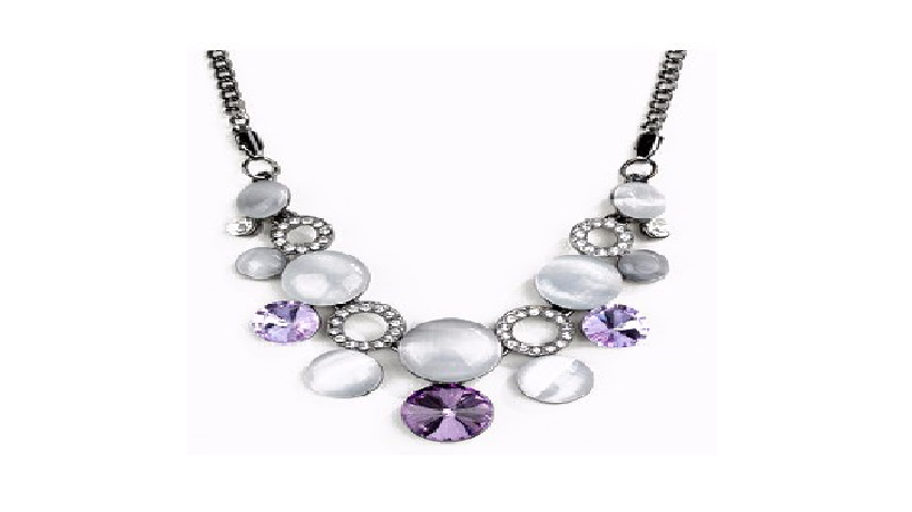 Yeni tasarım mor taşlı kolye
