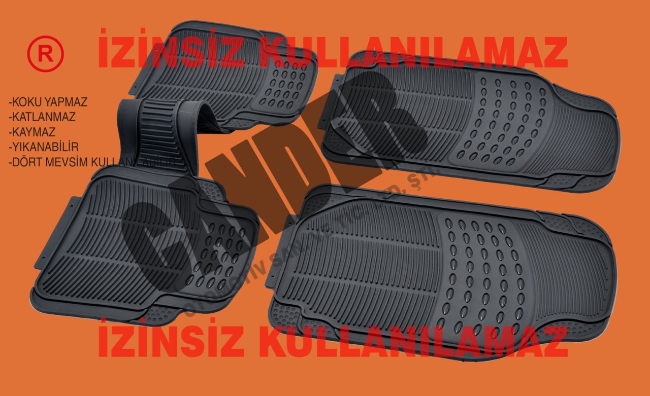 Gri 4 Mevsim Kalın Kauçuk Paspas seti