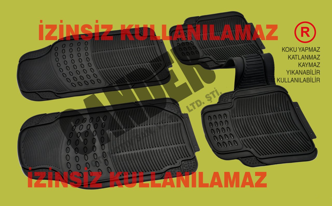 4 Mevsim Kalın Kauçuk Paspas seti her araca uyumlu