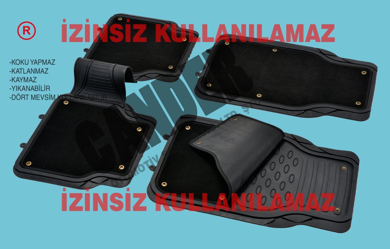 4 Mevsim Tak Çıkar Halı Kauçuk Paspas seti her araca uyumlu