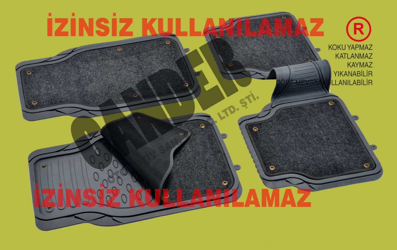 4 Mevsim Tak Çıkar Halı Kauçuk Paspas seti her araca uyumlu